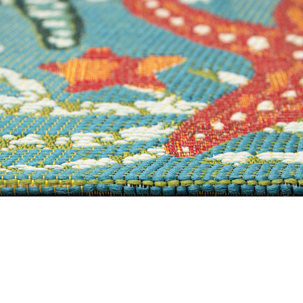 Liora Manne Esencia Starfish Song Indoor/Outdoor Mat Aqua 1'11\