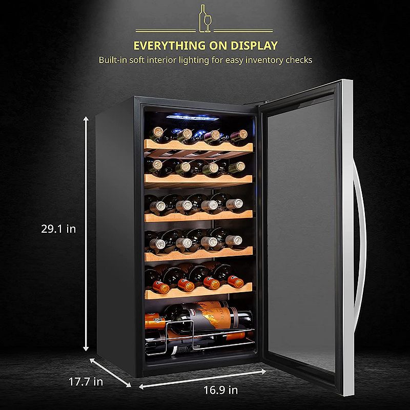 Schmécké Wine Fridge， 24 Bottle Wine Cooler， Freestanding Wine Refrigerator