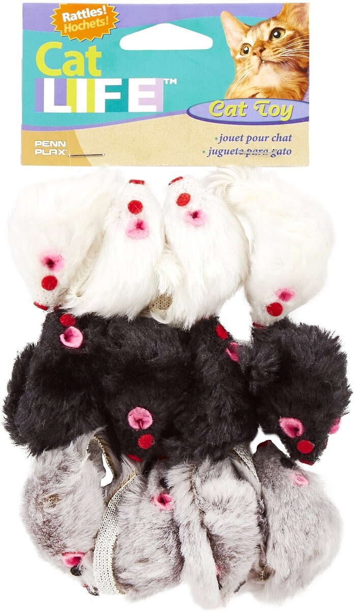 Penn-Plax Purr Pet Bag of Mice Cat Toy， Color Varies