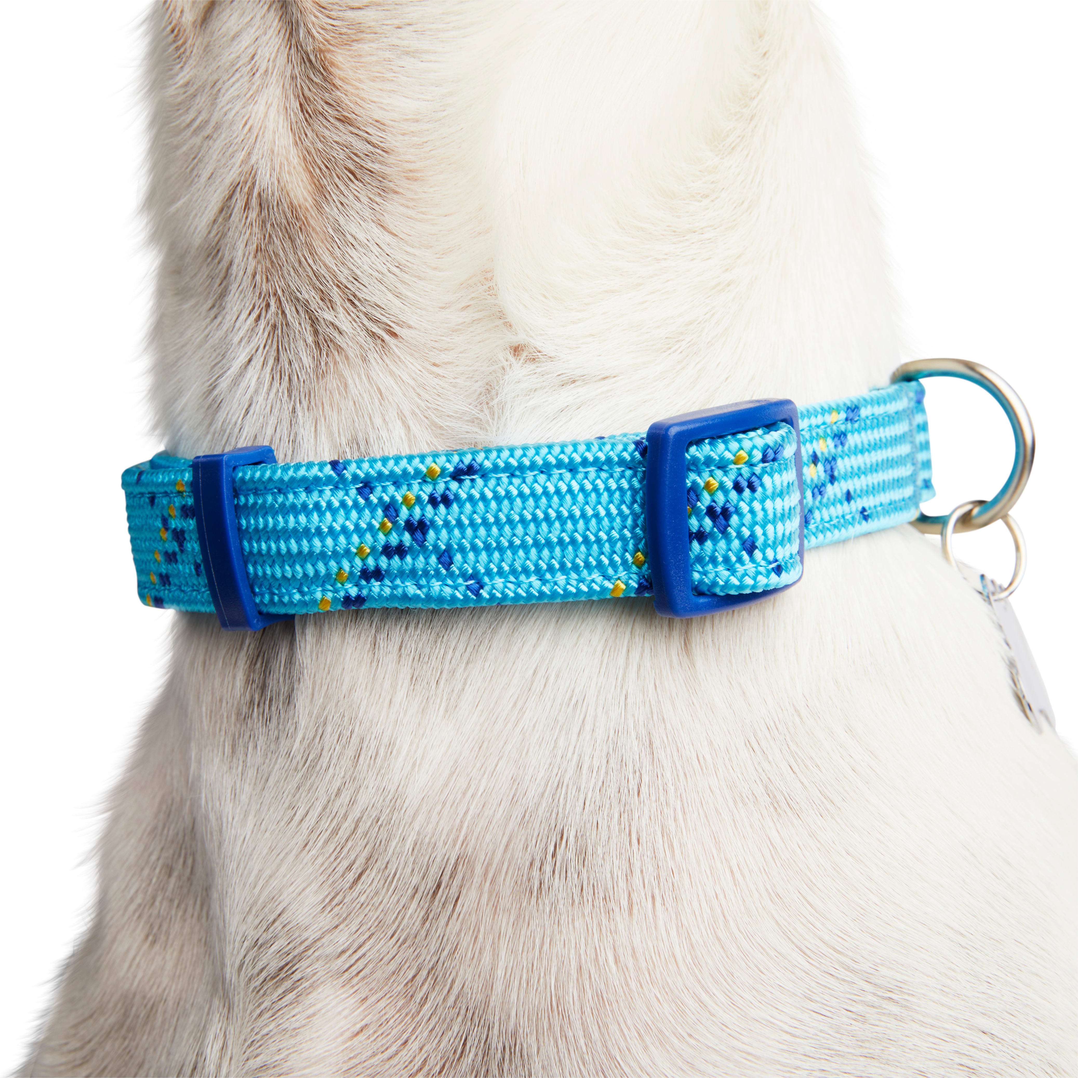 YOULY The Trailblazer Turquoise  Navy Rope Dog Collar， Small