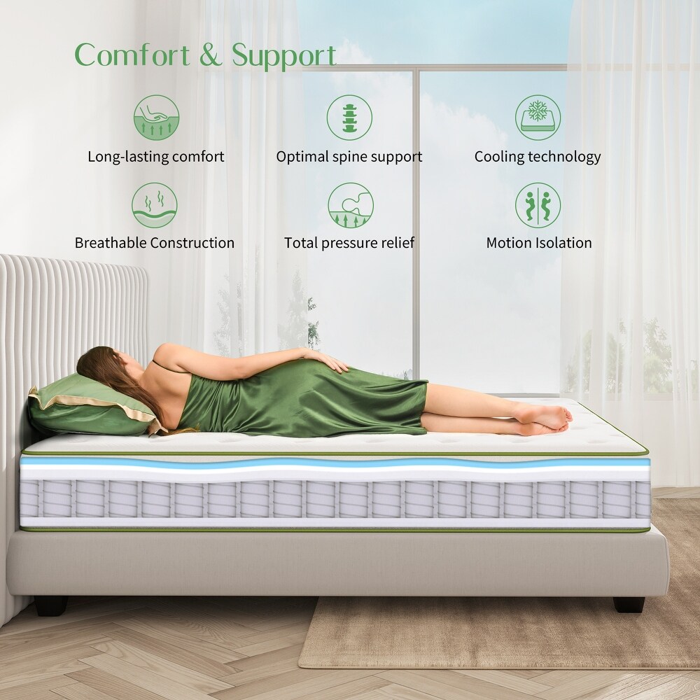 Novilla 10 inch Gel Memory Foam Hybrid Pocket Spring Mattress