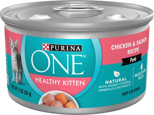 Purina ONE Grain Free Natural Pate Healthy Kitten Chicken and Salmon Recipe Wet Kitten Food