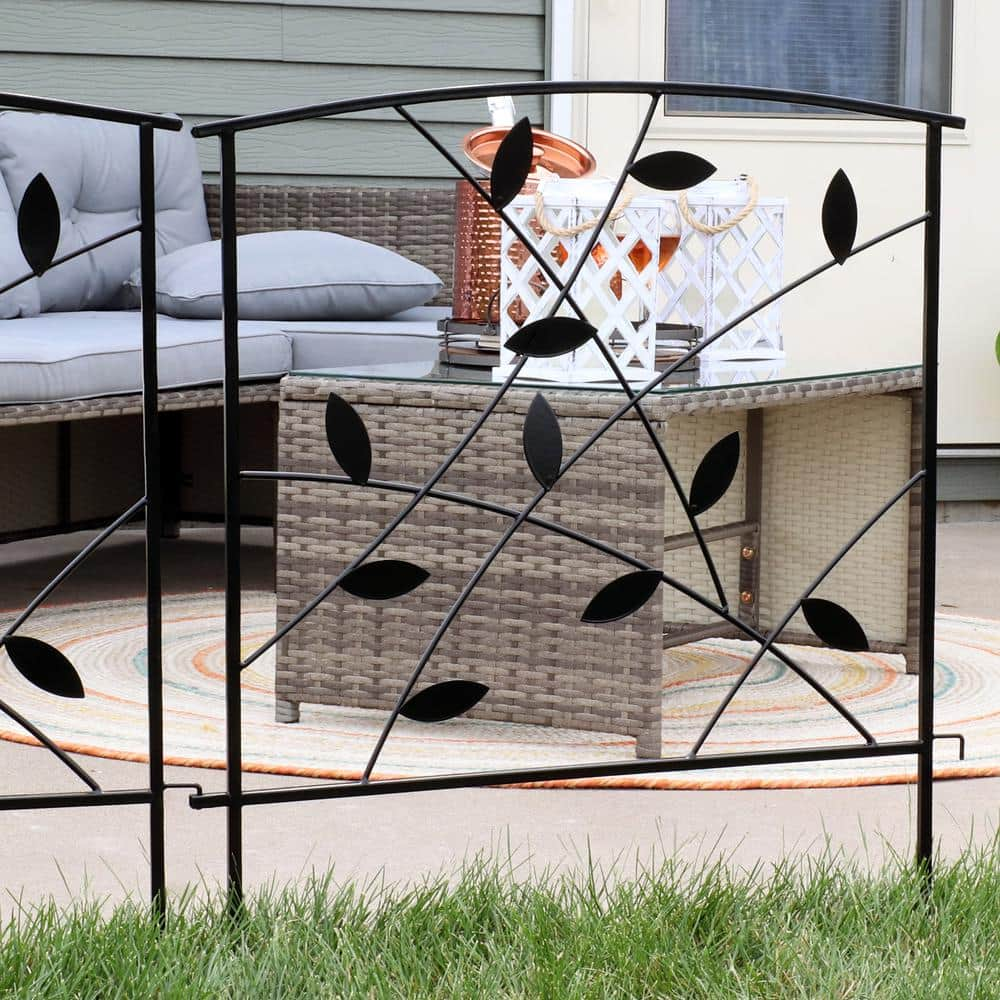 Sunnydaze Decor 32.25 in. Modern Leaves and Vines Steel Border Garden Fence -Set of 5 HBM-628