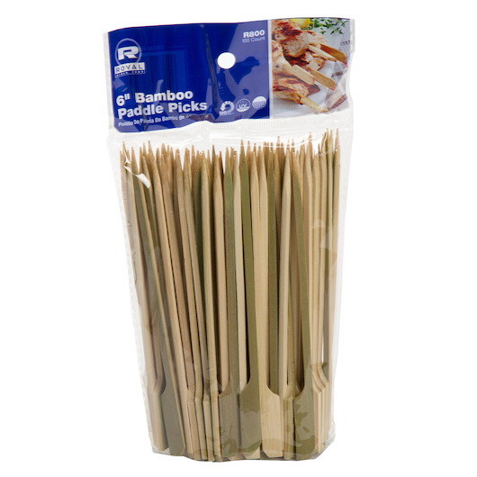 Royal 6 Inch Bamboo Paddle Pick  100 Each  10 per ...