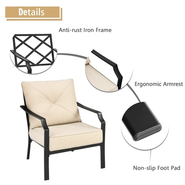 2 PCS Patio Dining Chairs Set with Padded Cushions Armrest Steel Frame - 35