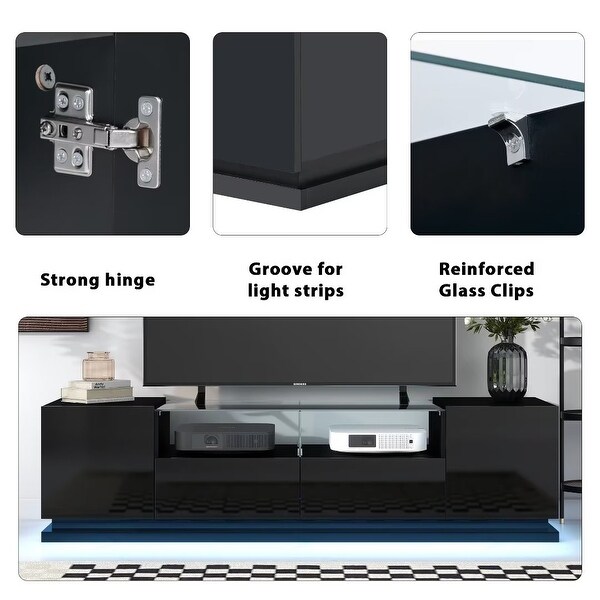 TV Stand with LED Color Changing Lights，for TVs Up to 70