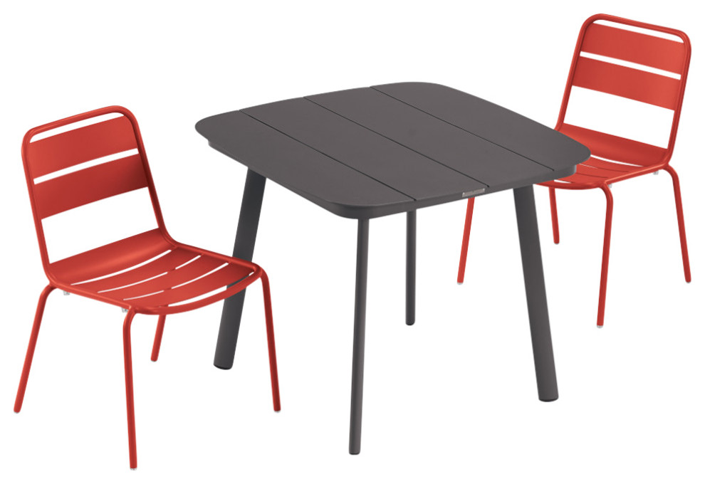 Eiland 36 quotSquare Dining Table  Carbon   Midcentury   Outdoor Dining Sets   by Oxford Garden  Houzz