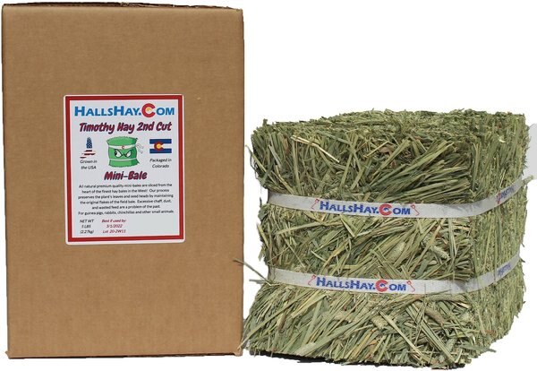 Hall's Hay Timothy Hay 2nd Cut Mini-Bale Small Pet Food， 5-lb box