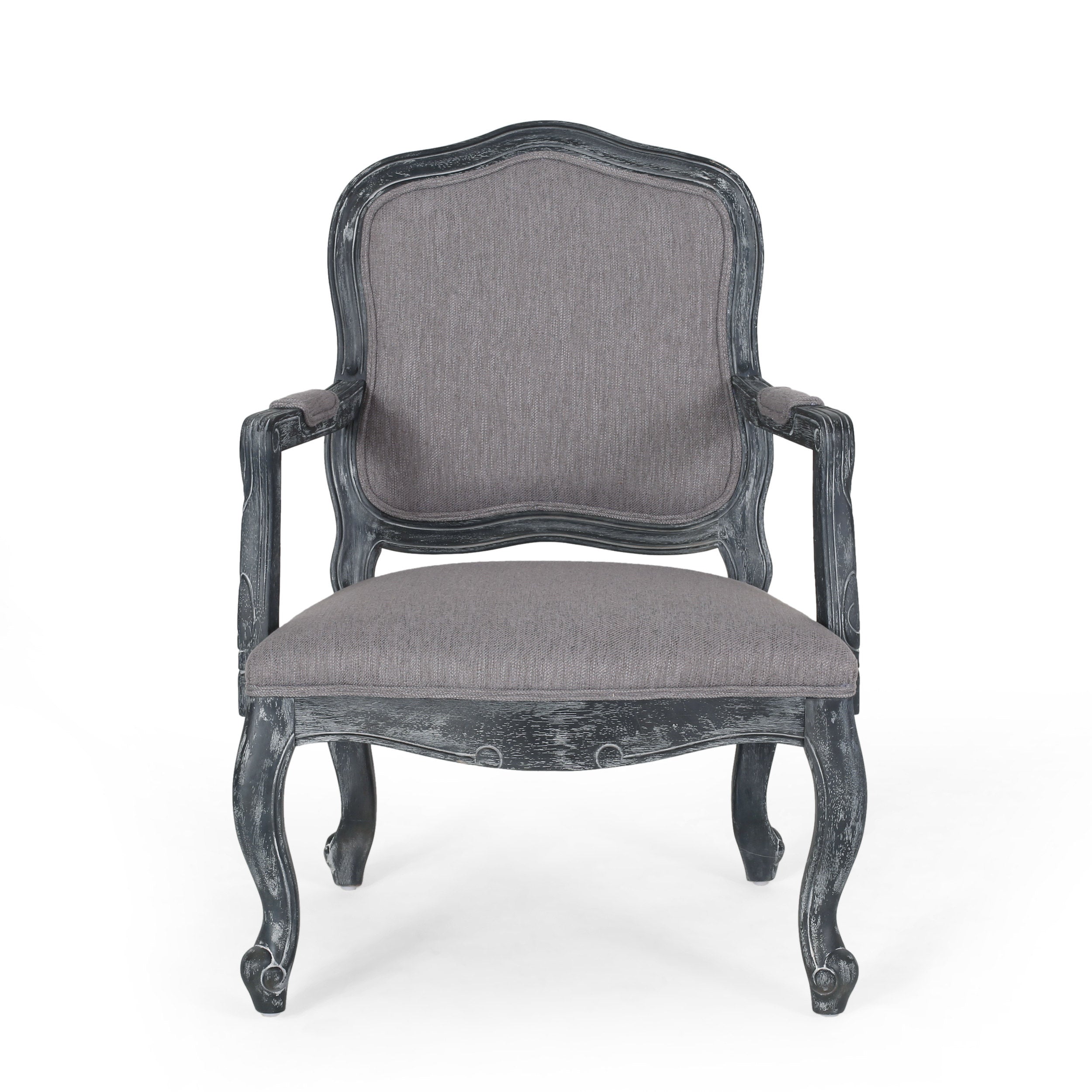 Stene French Country Wood Upholstered Dining Armchair