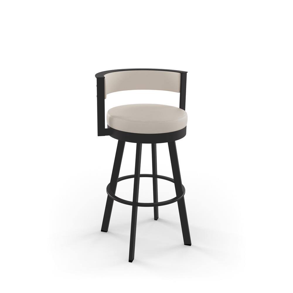 Amisco Browser 26 in. Cream Faux Leather  Dark Brown Metal Swivel Counter Stool 41542-261B75DB