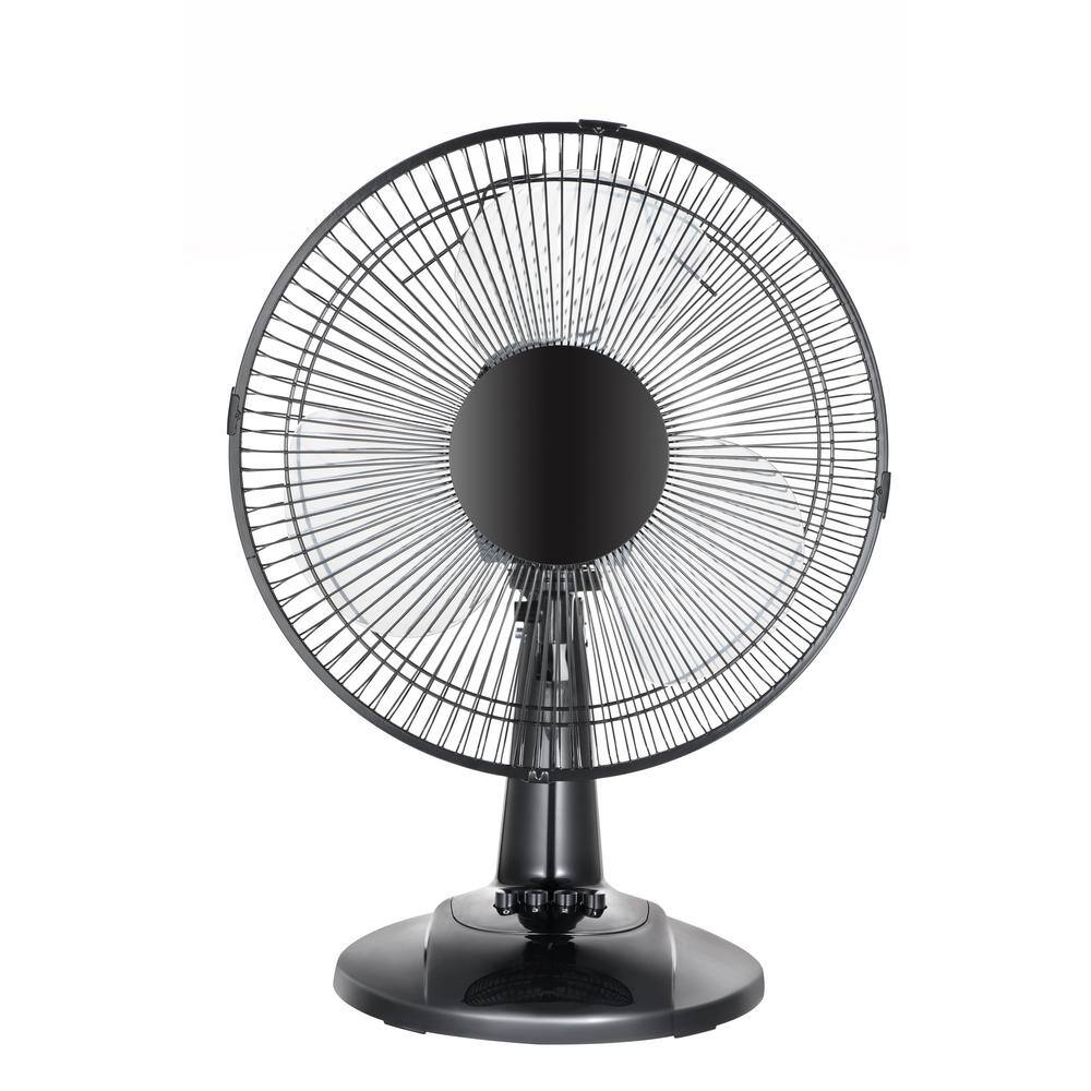 Hampton Bay 12 in. 3 Speed Portable Desk Fan in Black FT30-8MBA