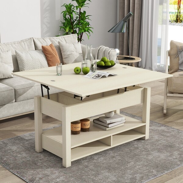 MultiFunctional Lift Top Coffee Table with Open Shelves