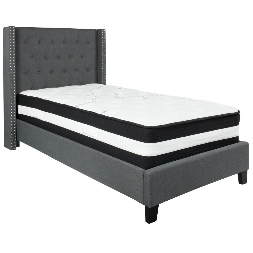 Tufted Upholstered Platform Bed with Pocket Spring Mattress