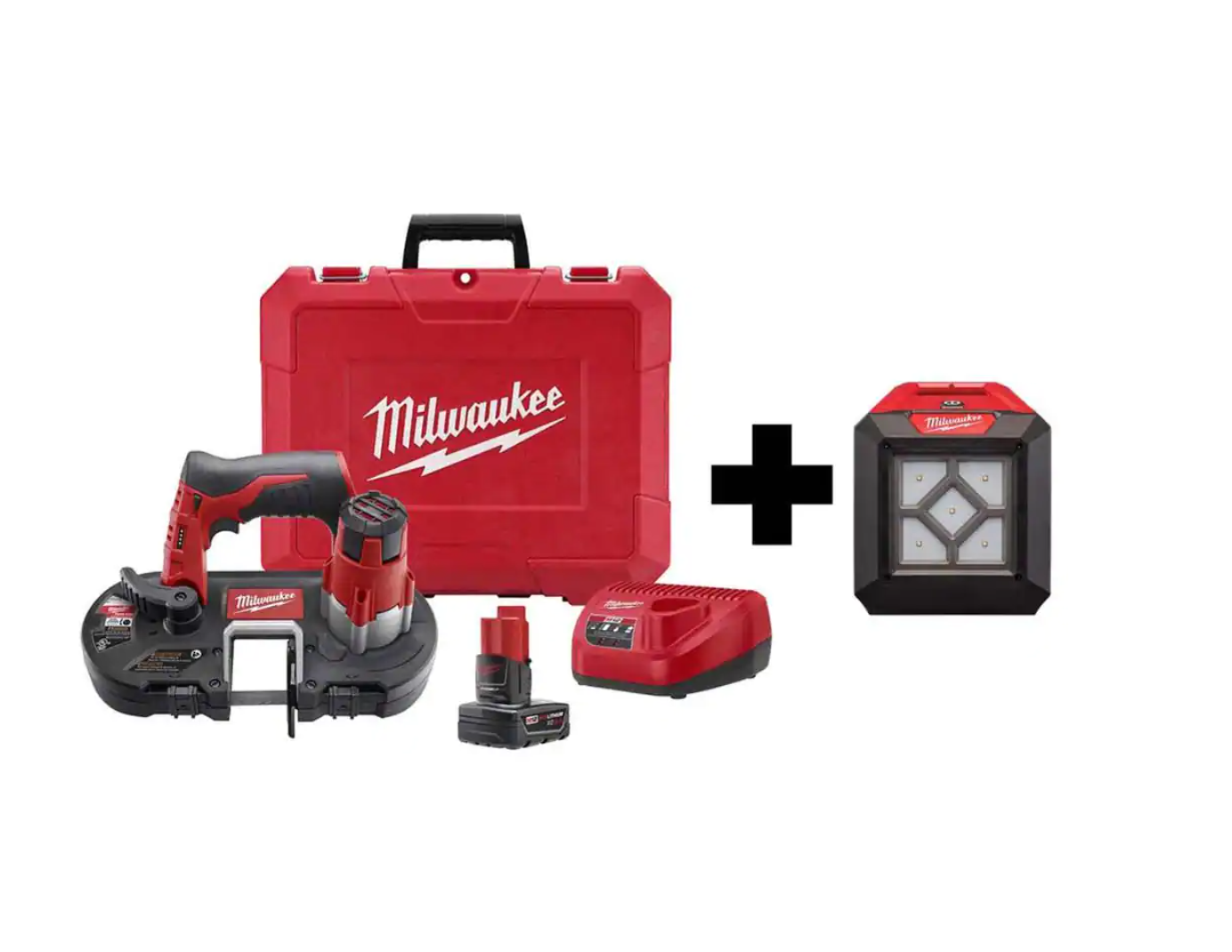 Milwaukee 2429-21XC-2364-20 M12 12-Volt Lithium-Ion Cordless Sub-Compact Band Saw XC Kit with M12 LED Flood Light