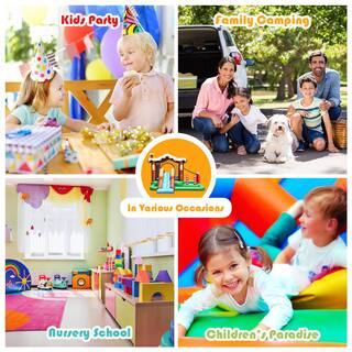 HONEY JOY Snow Bounce House Inflatable Bouncer Jump Climbing Slide with BallPit and tunnel TOPB003232