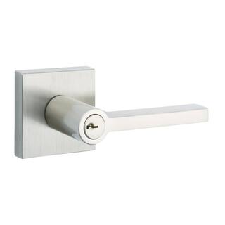 Baldwin Entry Satin Nickel Right Hand Door Lever with Contemporary Square ENSQURCSR150