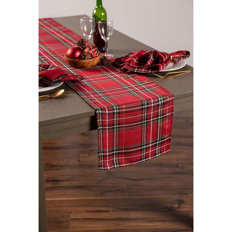 72 Red and Green Plaid Rectangular Table Runner