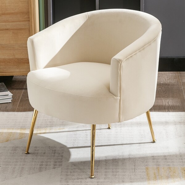 Fabric Armchair Accent Tub Barrel Chair with Gold Metal Legs