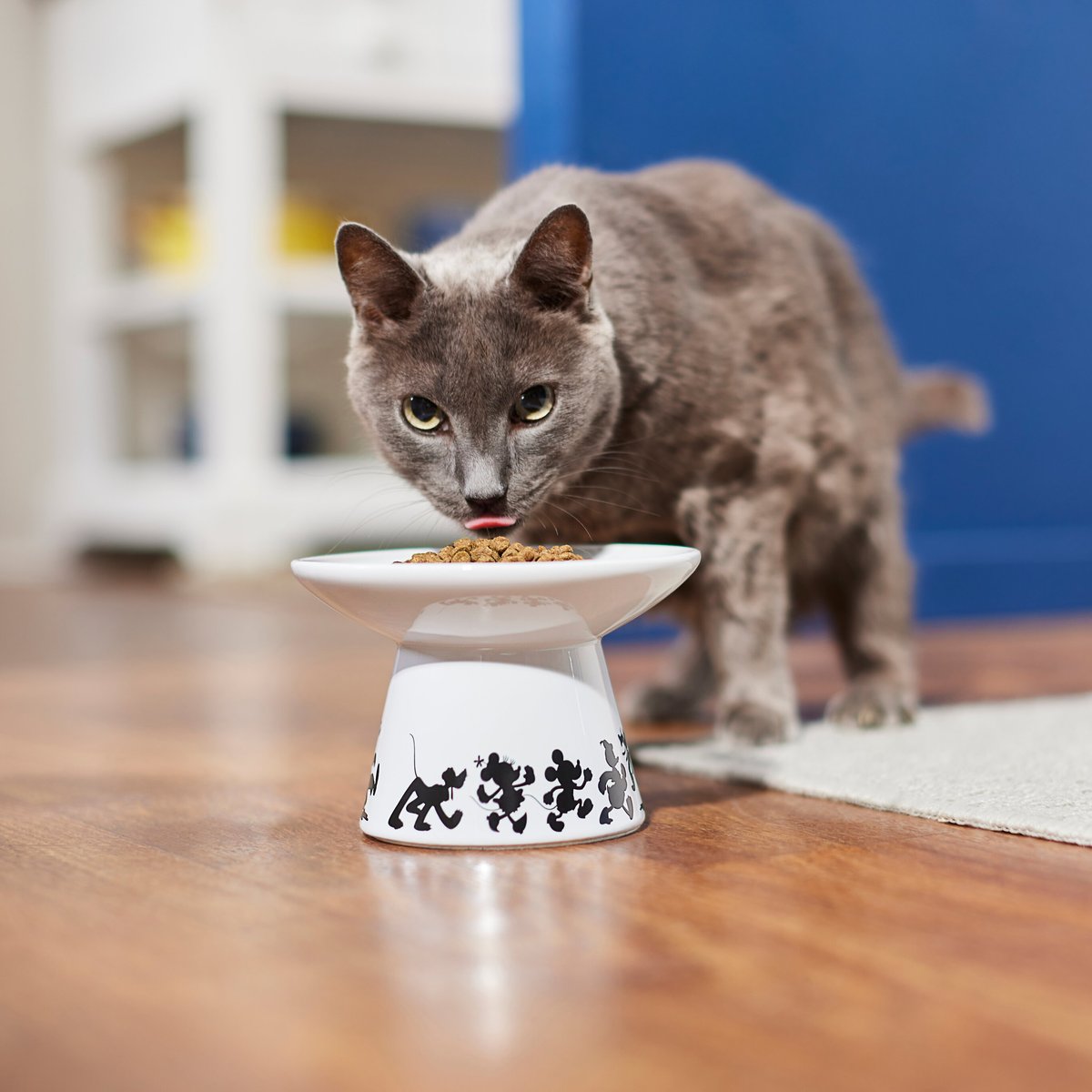 Disney Mickey Mouse Wide Shape Non-Skid Elevated Ceramic Cat Bowl