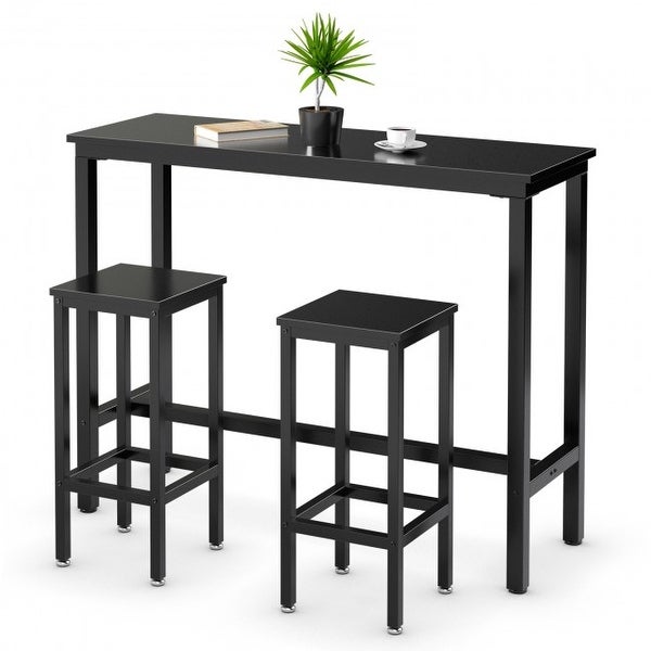 3 Pieces Bar Table Counter Breakfast Bar Dining Table with Stools