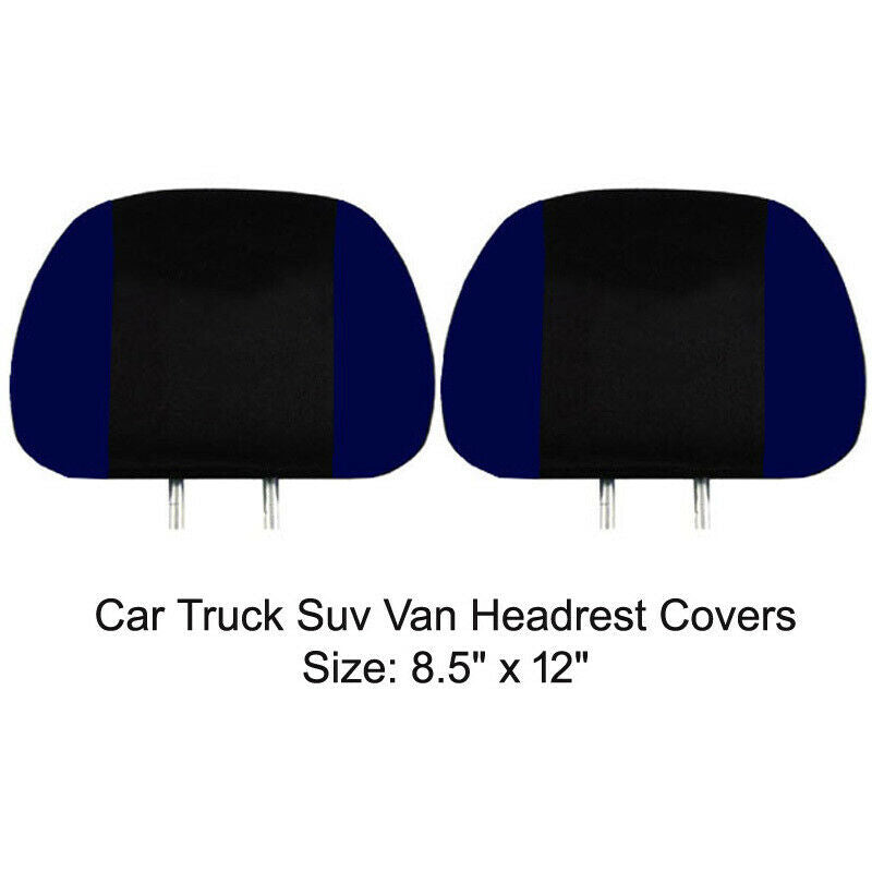 Set of 2(Two) Universal Fit Truck Car Seat Headrest Covers - Blue Stripes