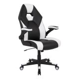 RS Gaming RGX Faux Leather High-Back Gaming Chair， Black/White， BIFMA Certified