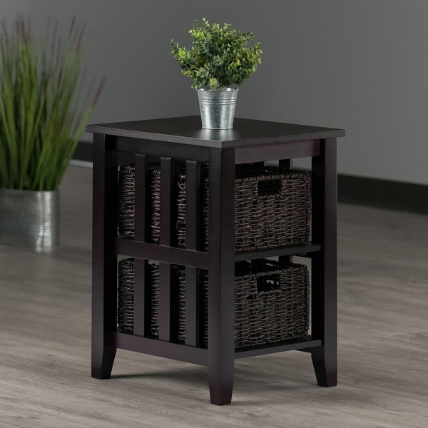 Skyline Decor Morris Side Table with 2 Foldable Baskets