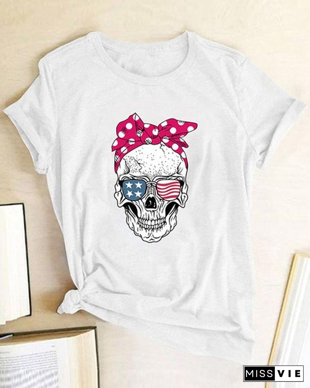 Skull Women Printed Daily T Shirt Tee