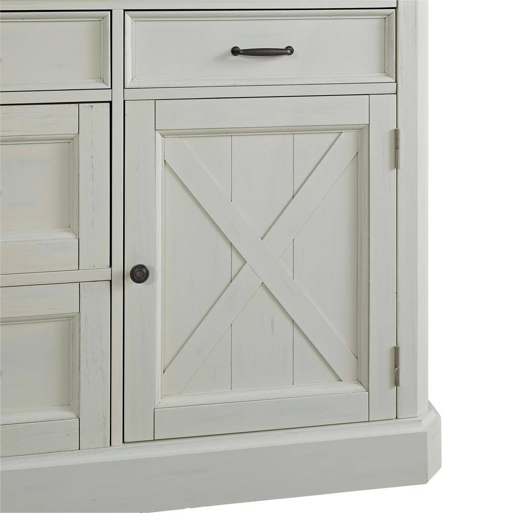 HOMESTYLES Seaside Lodge Hand Rubbed White Kitchen Island with Granite Top 5523-94