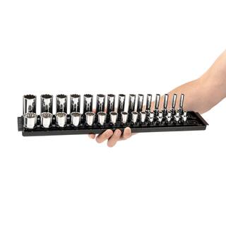 TEKTON 38 in. Drive 12-Point Socket Set with Rails (14 in.-1 in.) (30-Piece) SHD91210