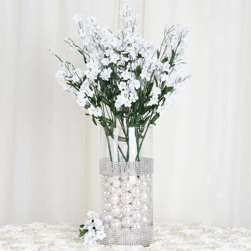 12 Stems White Artificial Silk Babys Breath Flower Bushes Spray