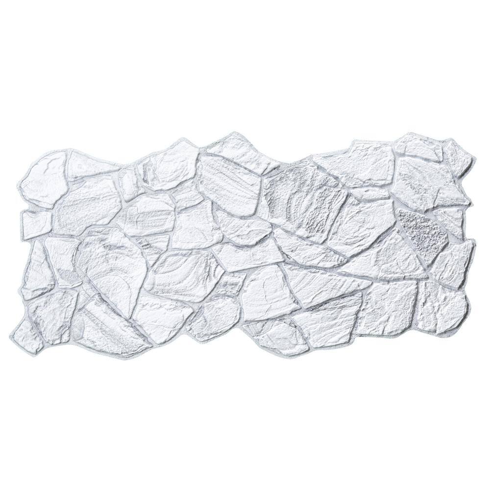 Dundee Deco 3D Falkirk Retro V 39 in. x 19 in. White Grey Faux Stone PVC Decorative Wall Paneling (10-Pack) GRHDTP10027352-10