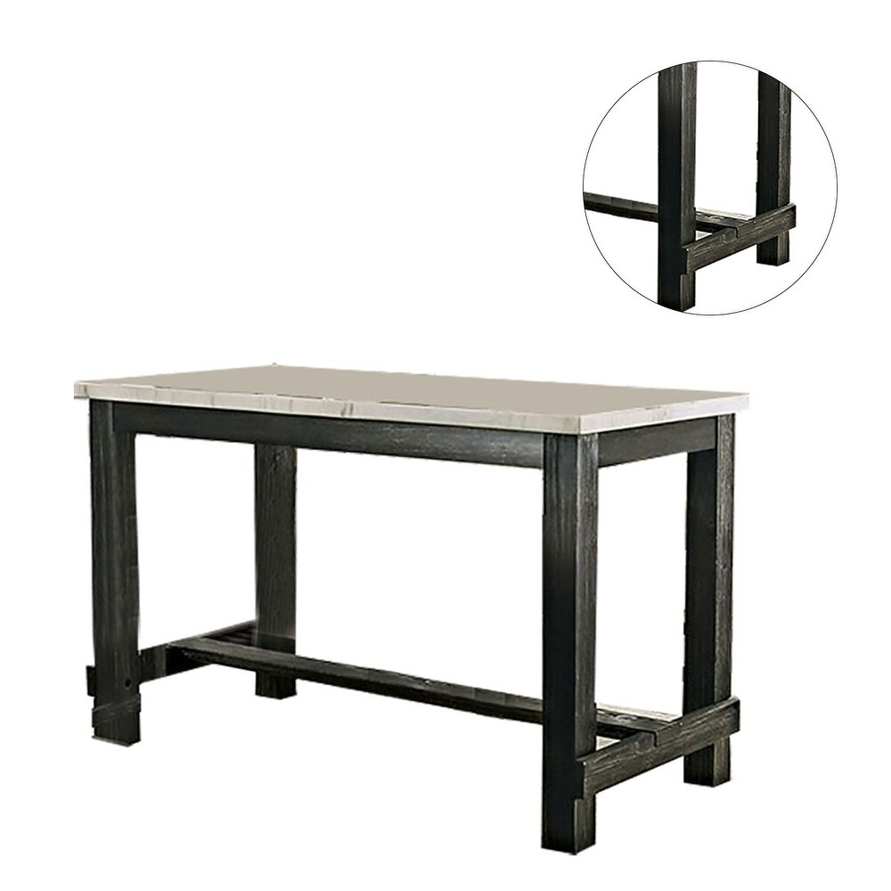 Wooden Counter Height Table in White and Antique Black