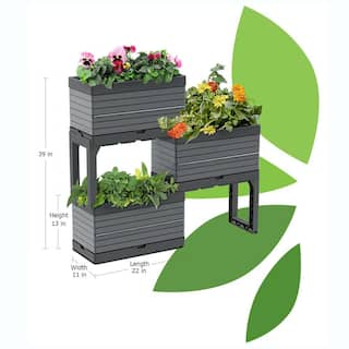 Southern Patio FlexSpace 22 in. x 11 in. x 13 in. Gray Resin Modular Raised Garden Bed HDR-076650