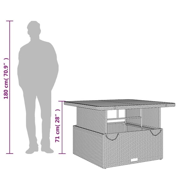 vidaXL Patio Table Adjustable Tabletop Outdoor Garden Poly RattanandAcacia Wood
