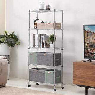 mzg Chrome 5-Tier Steel Utility Wire Garage Storage Shelving Unit with 4-Casters (30 in. W x 59 in. H x 14 in. D) E3575150OH501AC