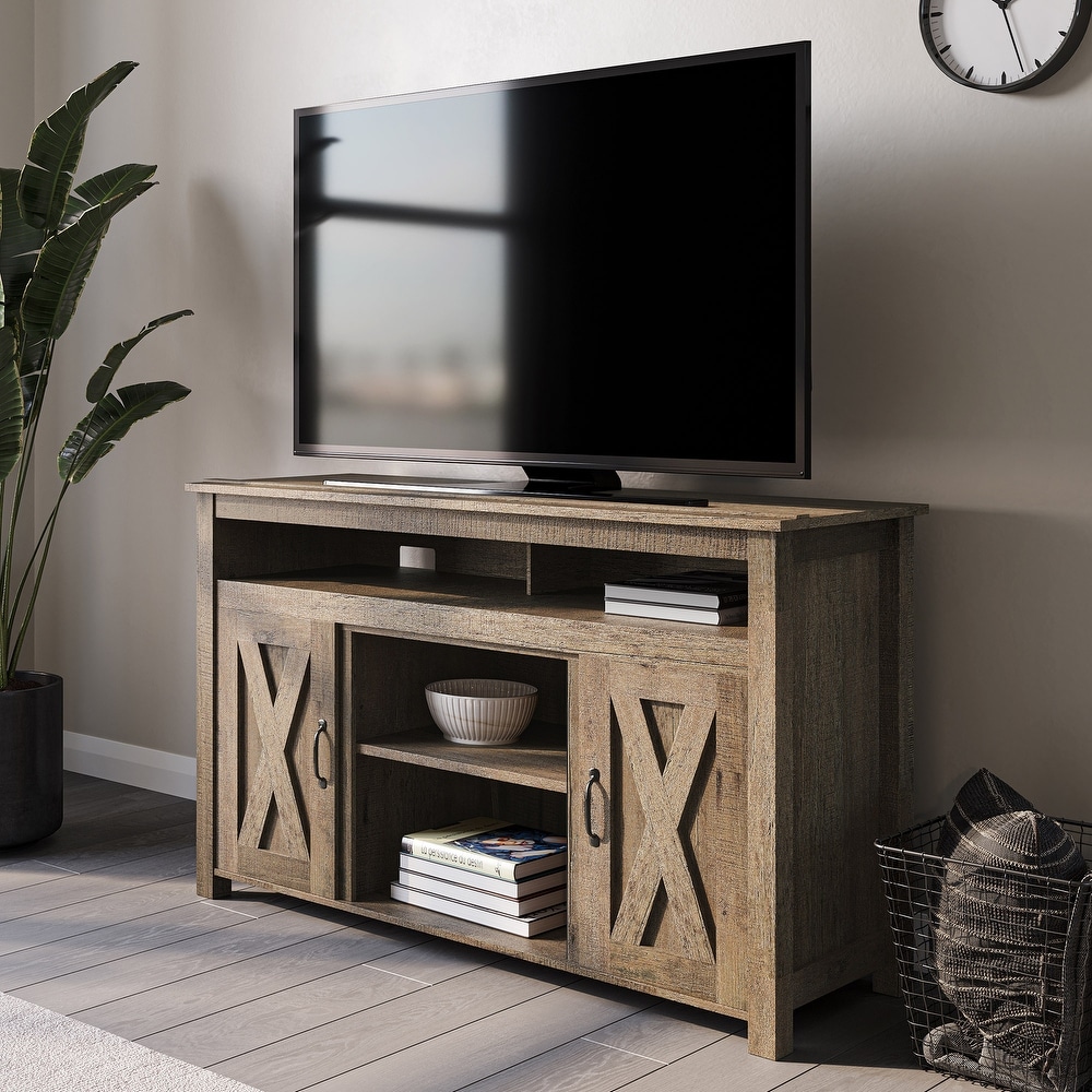 BELLEZE Corin Barn Door Wood TV Stand for TVs up to 55\
