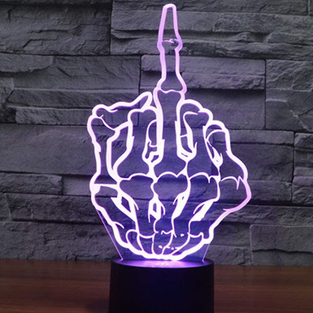 3d Optical Illusion Middle Finger Night Light Toy Lamp，remote Control，dimmable，battery Or Usb Powered，7 Colors Change Christmas Birthday Gift For Boys