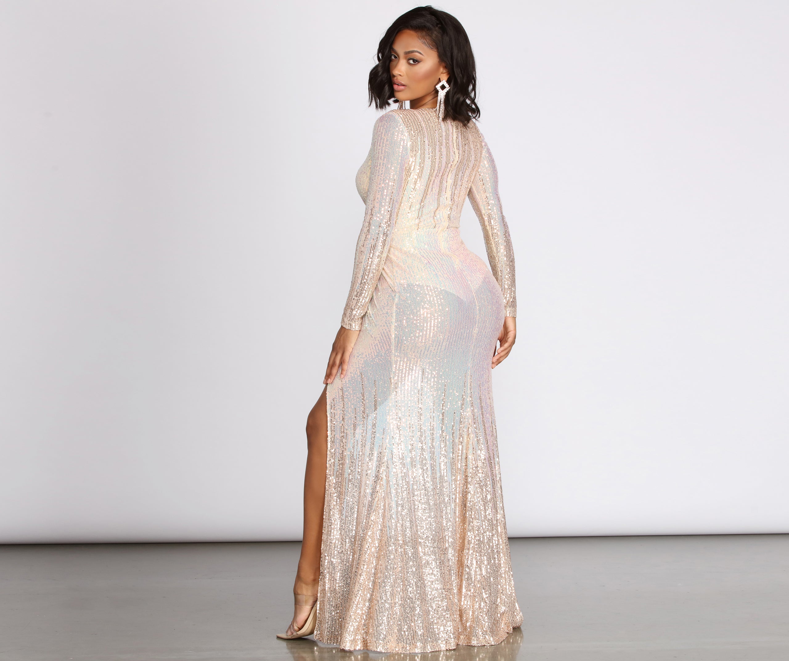 Kenia Ombre Sequin Wrap Dress