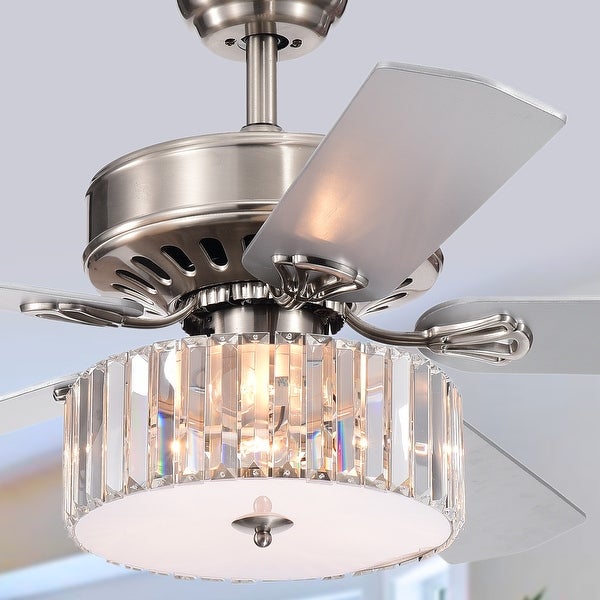 Kimalex  Lighted Ceiling Fan with Wood Nickel Crystal Shade (optional Remote) Shopping - The Best Deals on Ceiling Fans | 39420682