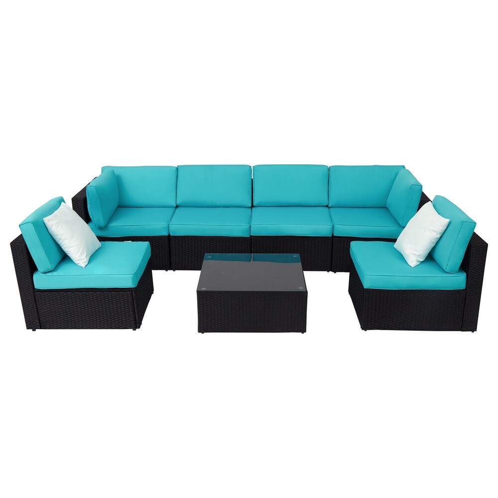 Kinbor Patio Sectional Sofa  weather Rattan Chat Set