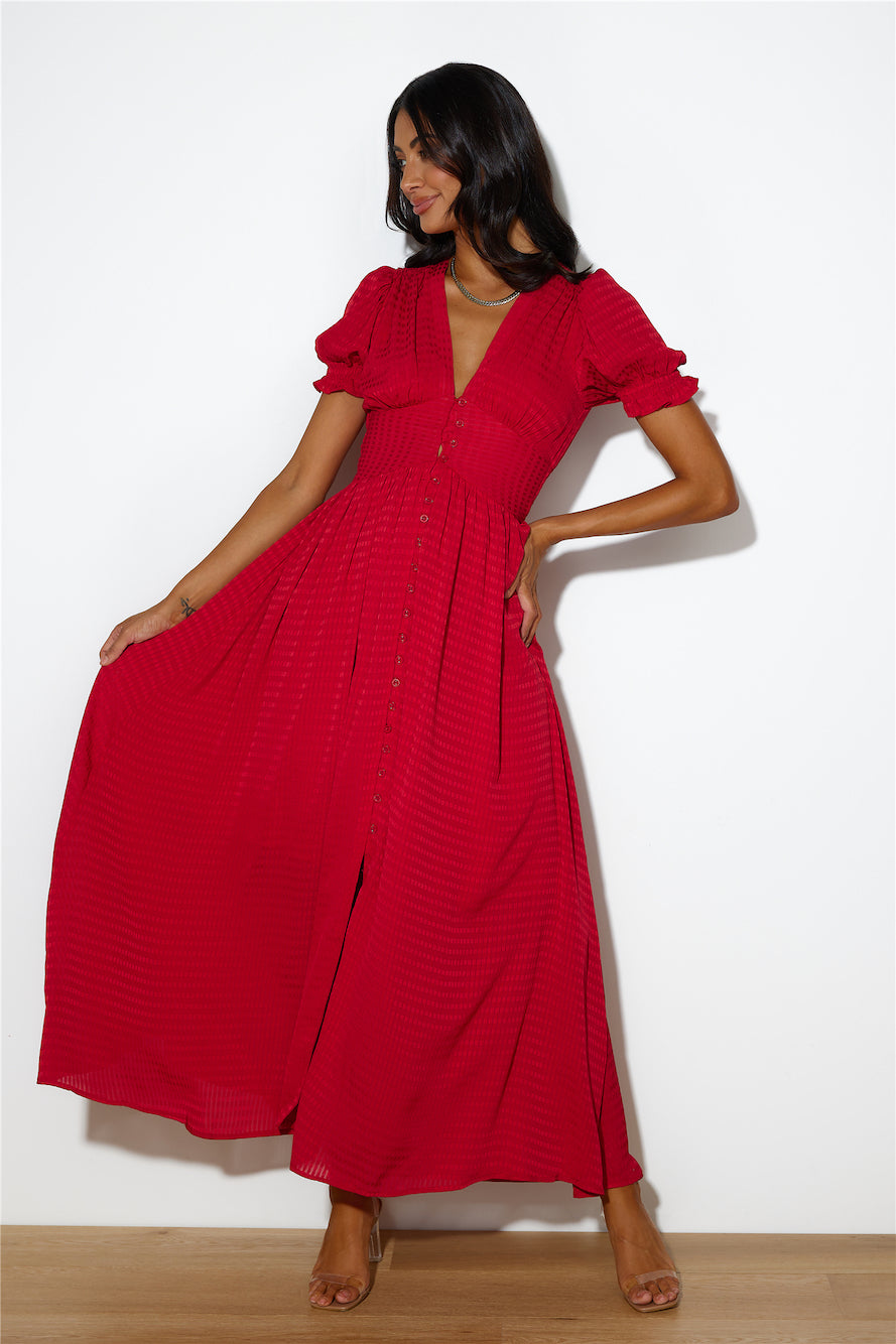 Downtown Brunch Maxi Dress Red