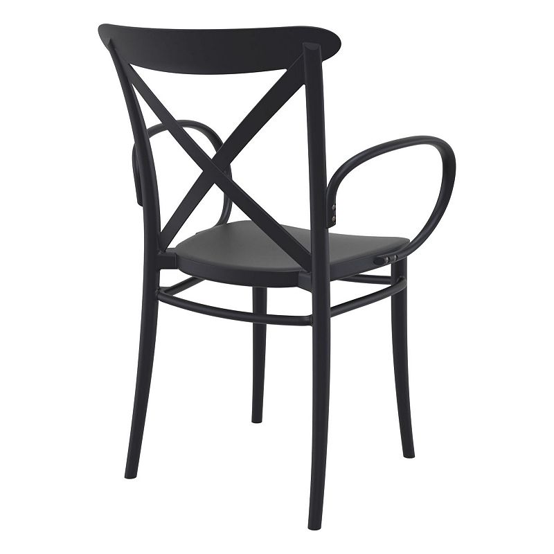 34.25 Black Cross Stackable Patio XL Dining Armchair