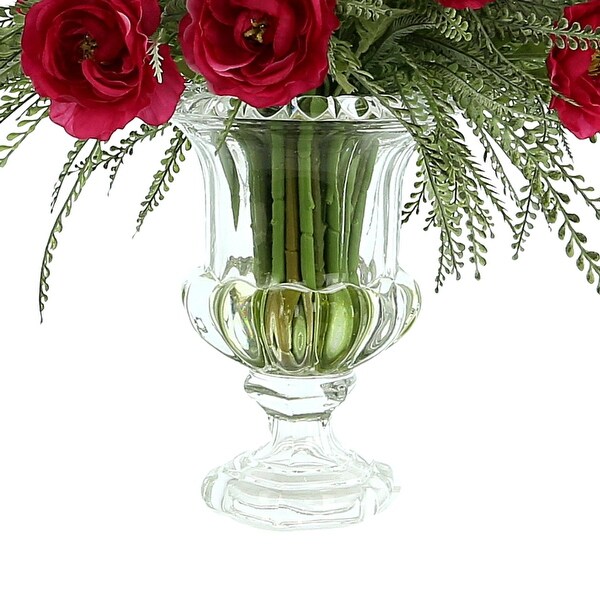 Ranunculus Floral Arrangement in Glass Pedestal Vase