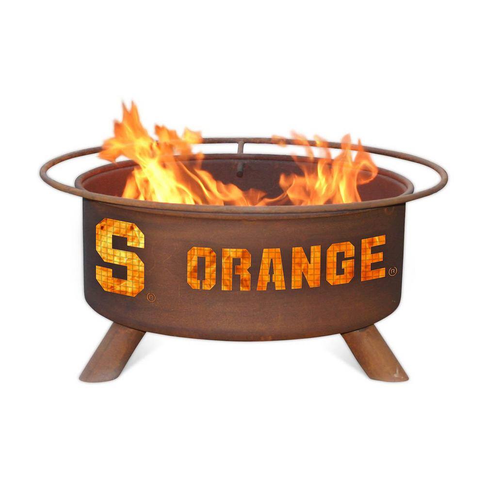 Syracuse 29 in. x 18 in. Round Steel Wood Burning Fire Pit in Rust with Grill Poker Spark Screen and Cover F215