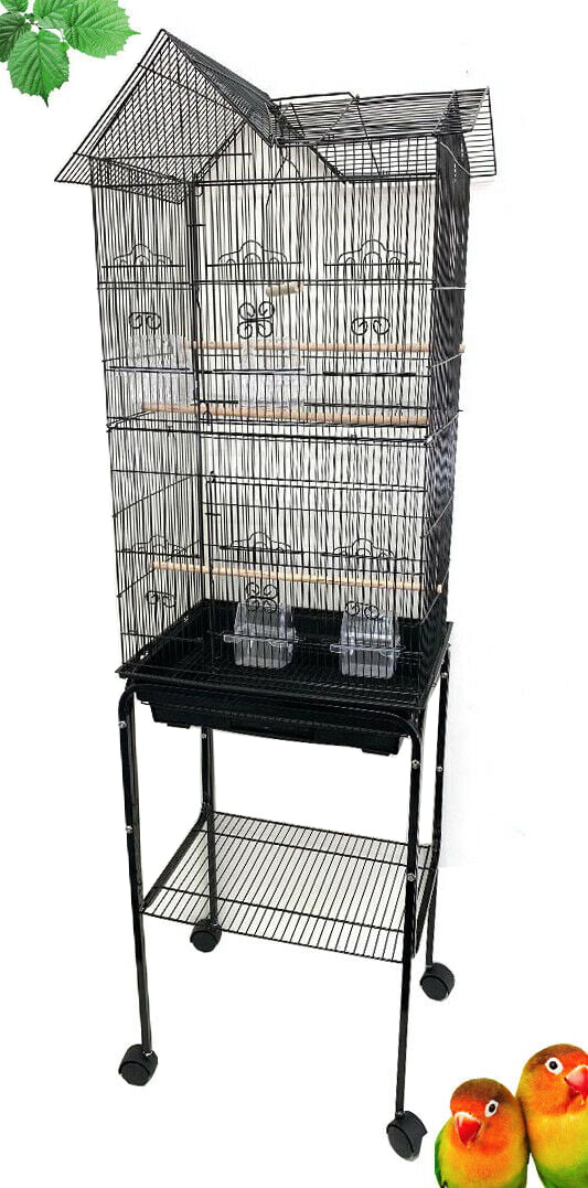 Large Pagoda House Style Bird Flight Rolling Stand Cage with Breeding Nest Doors For Aviaries Budgies Canaries Parakeets Cockatiels Lovebirds Finches