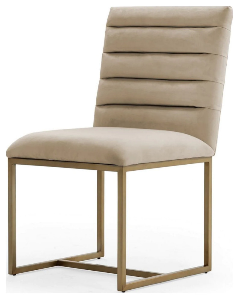 Michelle Modern Beige and Brush Gold Dining Chair  Set of 2   Contemporary   Dining Chairs   by Virgil Stanis Design  Houzz