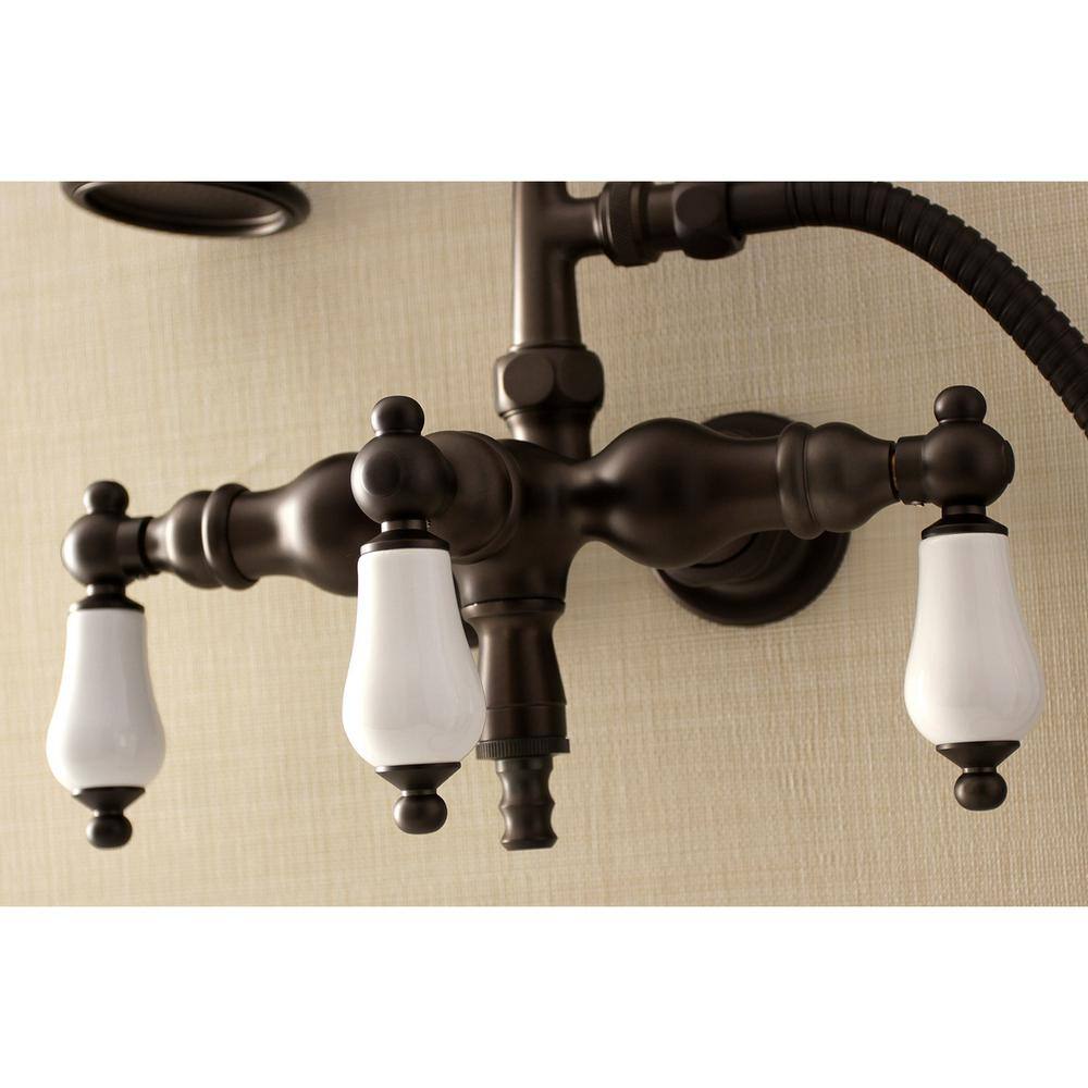 Kingston Brass Vintage 3-38 in. Center 3-Handle Claw Foot Tub Faucet with Handshower in Oil Rubbed Bronze HAE23T5