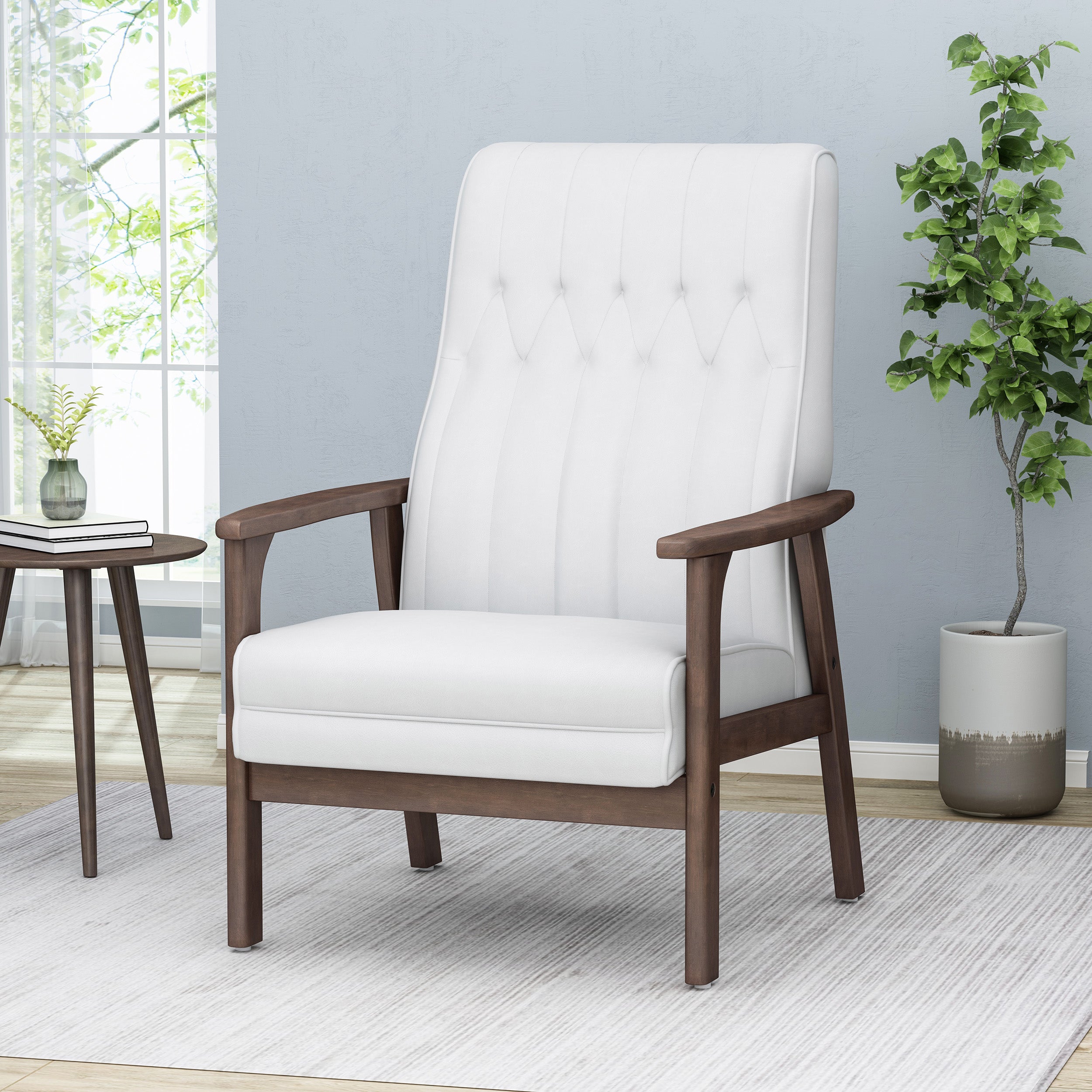 Katharine Mid-Century Faux Leather Modern Accent Chair