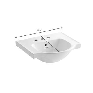 KOHLER Veer 21 in. Vitreous China Pedestal Sink Basin in White K-5247-4-0